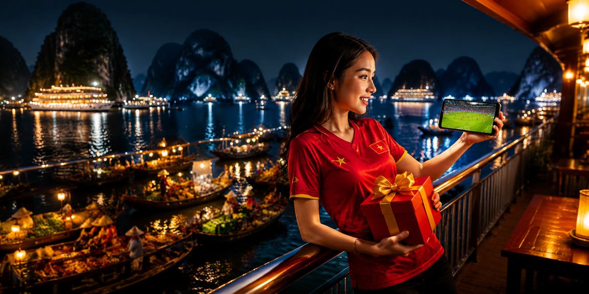Người hâm mộ bóng đá Việt Nam theo dõi trận đấu và đặt cược thể thao trực tuyến tại vịnh Hạ Long